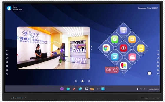 4K رزولوشن 86 اینچ LED Smart Board همه در یک کامپیوتر نمایشگر صفحه تخت تعاملی برای جلسه و تدریس