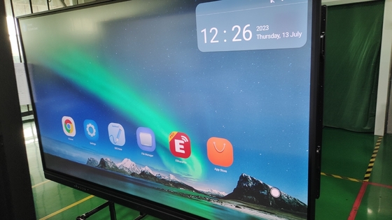 صفحه نمایش لمسی تعاملی Whiteboard 65 75 86 98 اینچ USB HDMI 20 نقطه اندروید 13 8+128G PC OPS نمایشگاه برای مدارس