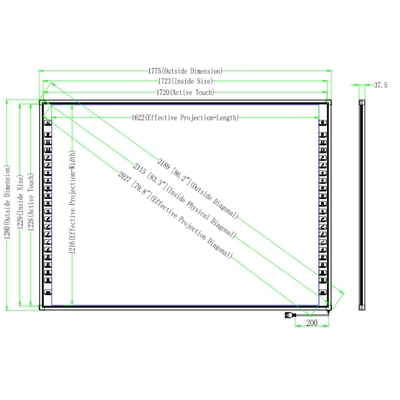 86 اینچ Interactive Whiteboard Frame Aluminum Alloy Frame OEM (برنامه ای از آلیاژ آلومینیوم)