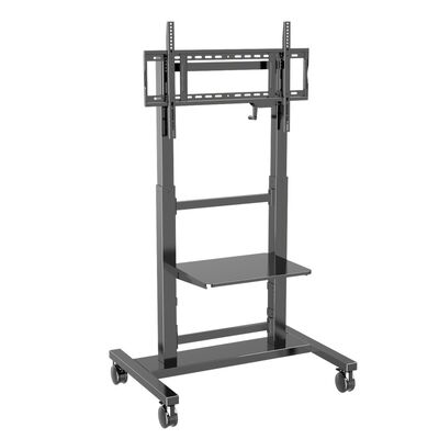 ایستاده ای با ارتفاع قابل تنظیم با ظرفیت حمل 100 کیلوگرم و چرخ های ترمز 360 درجه برای تلویزیون های 55-86 اینچی
