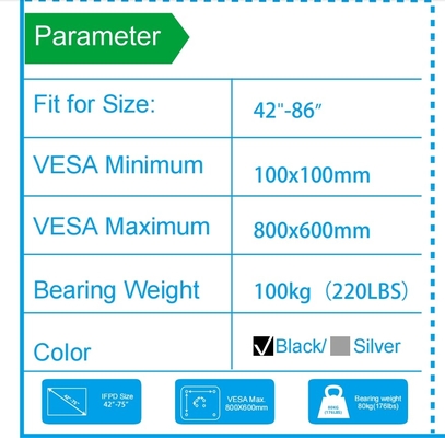 55" تا 86" استند قابل تنظیم تلویزیون همراه با چرخ، سازگاری برای 43" تا 100" صفحه نمایش صاف / خم شده تا 220 پوند فریم فولادی، 5 گزینه ارتفاع، چرخ ماشین تلویزیون