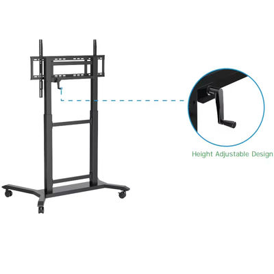 IBoard ارتفاع قابل تنظیم 42"-86" Trolley Multi Mobile TV Cart برای صفحه تخت تخت هوشمند VESA 100*100-800*600mm