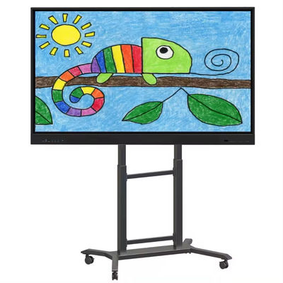 IBoard ارتفاع قابل تنظیم 42"-86" Trolley Multi Mobile TV Cart برای صفحه تخت تخت هوشمند VESA 100*100-800*600mm