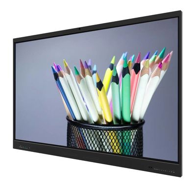 تخته هوشمند LCD 75 اینچی IFP اندروید 14 8+128G دوربین میکروفون بلندگو سنسور نور وای فای مادون قرمز 50 نقطه لمسی برای مدرسه آموزش آنلاین دفتر زوم تیمز میتینگ