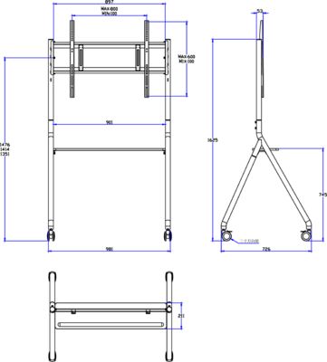 پایه تخته سفید تعاملی جدید متحرک 42 تا 75 اینچ تلویزیون مانیتور بالابر پایه متحرک حداکثر تحمل 60 کیلوگرم چرخ های قدرتمند حرکت آسان برای پایه متحرک تخته سفید تعاملی