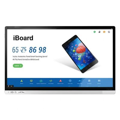 تخته سفید تعاملی IBoard 55-98 اینچی، تخته هوشمند آموزشی با نمایشگر 4K HD، سیستم دوگانه ویندوز و اندروید، شیشه ضد انعکاس نور تمپر شده