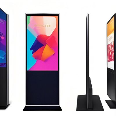 iBoard ۴۳ اینچ کف ایستاده عمودی صفحه لمسی LCD صفحه نمایش تبلیغاتی هوشمند داخلی صفحه نمایش تبلیغاتی دیجیتال