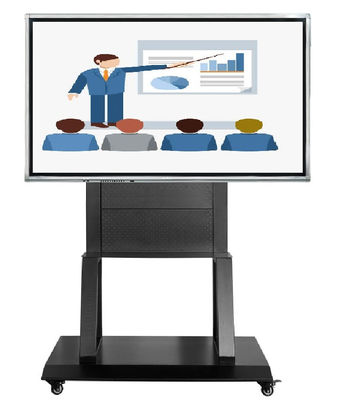 پایه موبایل الکترونیکی 220LBS 800x600mm مشکی فلزی 52-86 اینچی برای مانیتور صفحه لمسی