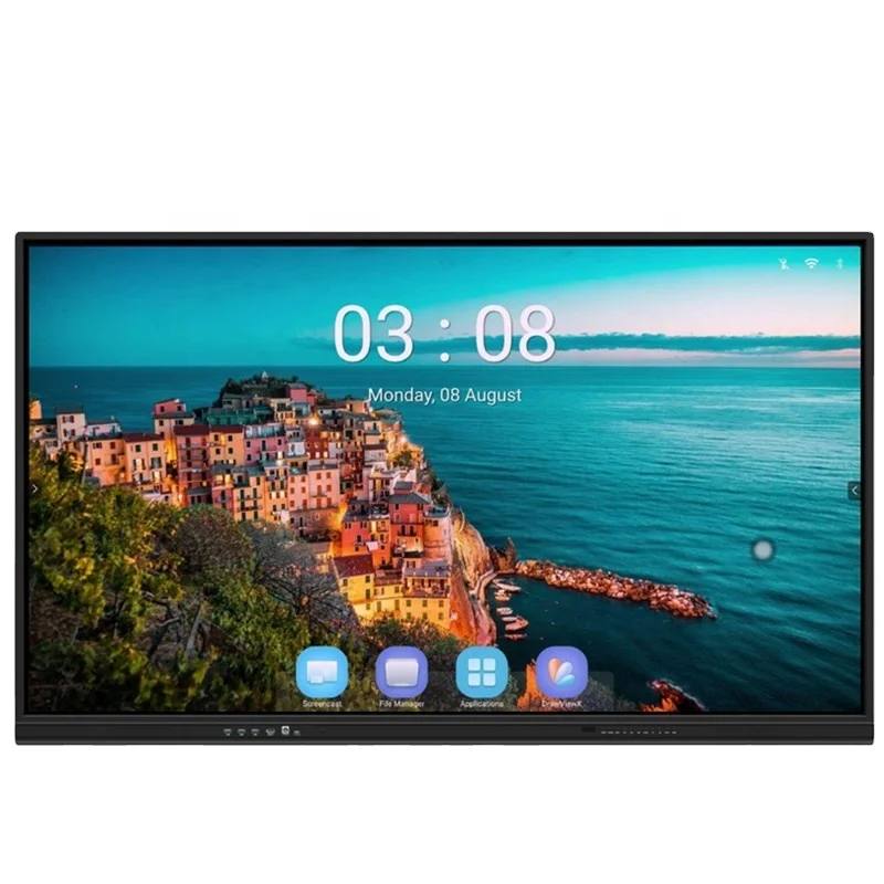 صفحه هوشمند تعاملی 4K Ultra HD با اسپیکر دیوار نصب دوربین میک ساخته شده در همه در یک صفحه کامپیوتر برای آموزش
