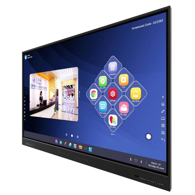 65 75 86 اینچ ELDA گواهینامه گوگل AC 100 240 V صفحه لمسی LED با پورت USB HDMI TYPE-C برای دفتر آموزش