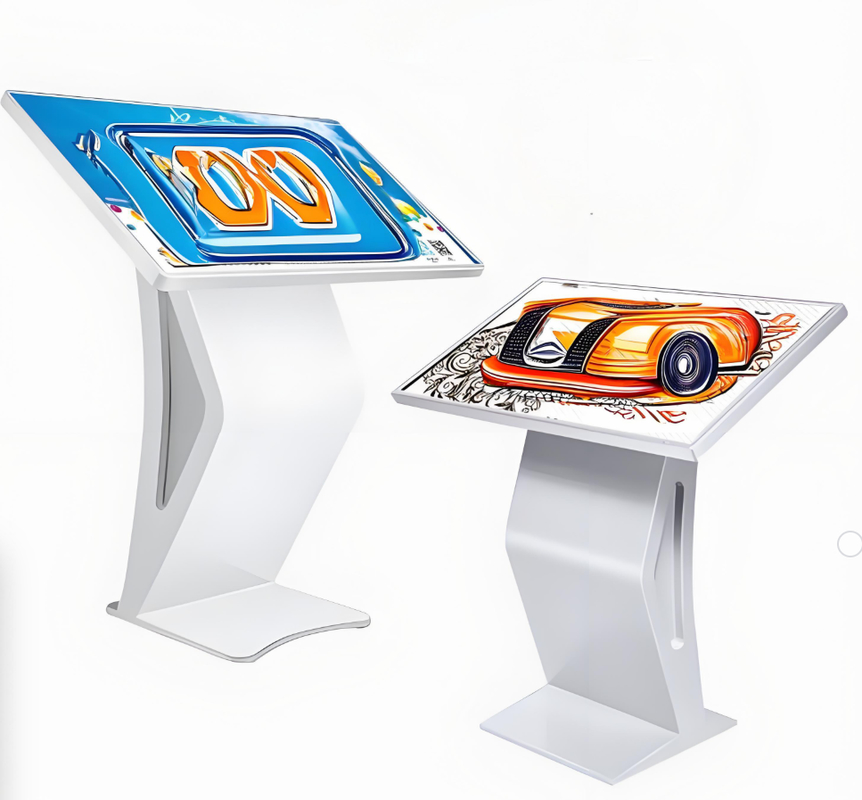 32 اینچ 2K Capacitive Touch Screen Display Digital Signage کیوسک طبقه ایستاده K شکل سیستم اندروید رنگ سفید برای تبلیغات
