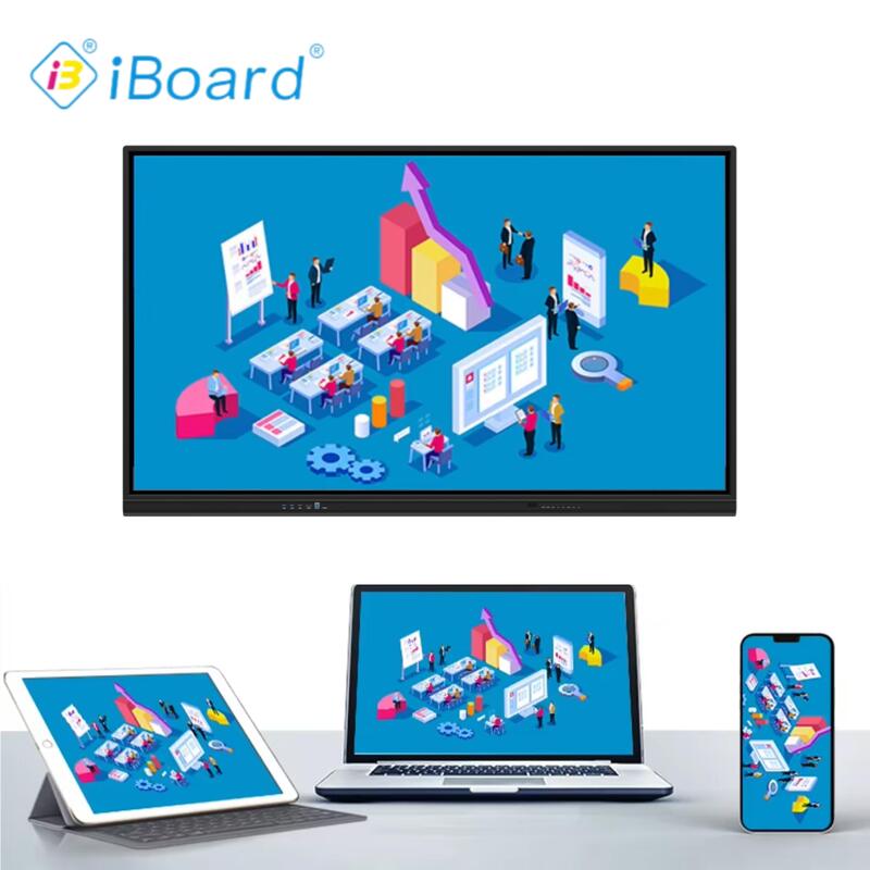 Android OS 13 smart board offering brightness 350cdm2 or higher compatible with various collaboration software and tools